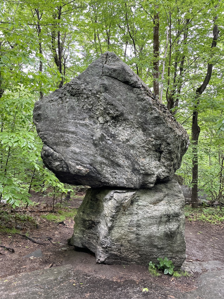 Balance Rock at Wachusett Mountain in Massachusetts.