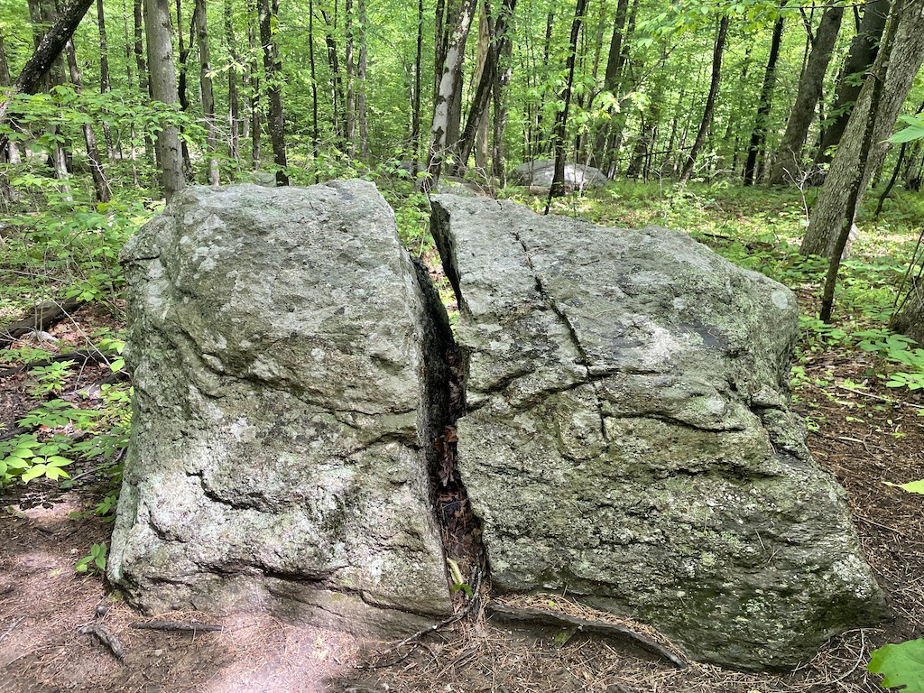 Rock while hiking at Wachusett Mountain in Massachusetts.