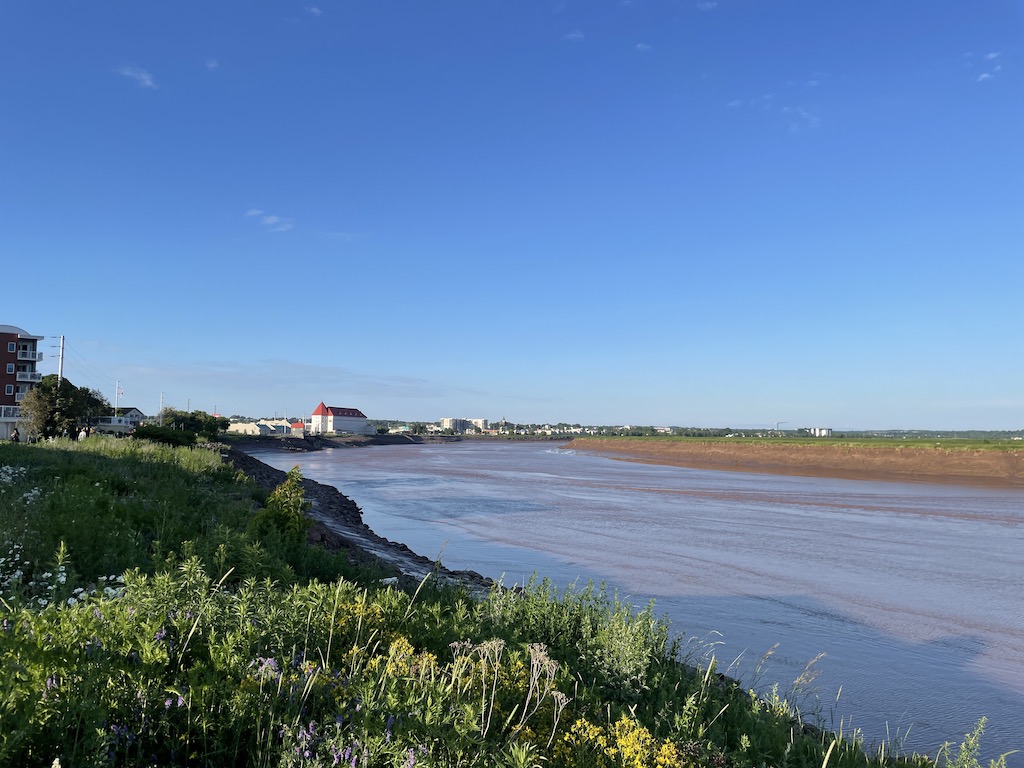 Walking along Riverfront Park in Moncton, New Brunswick, Canada.