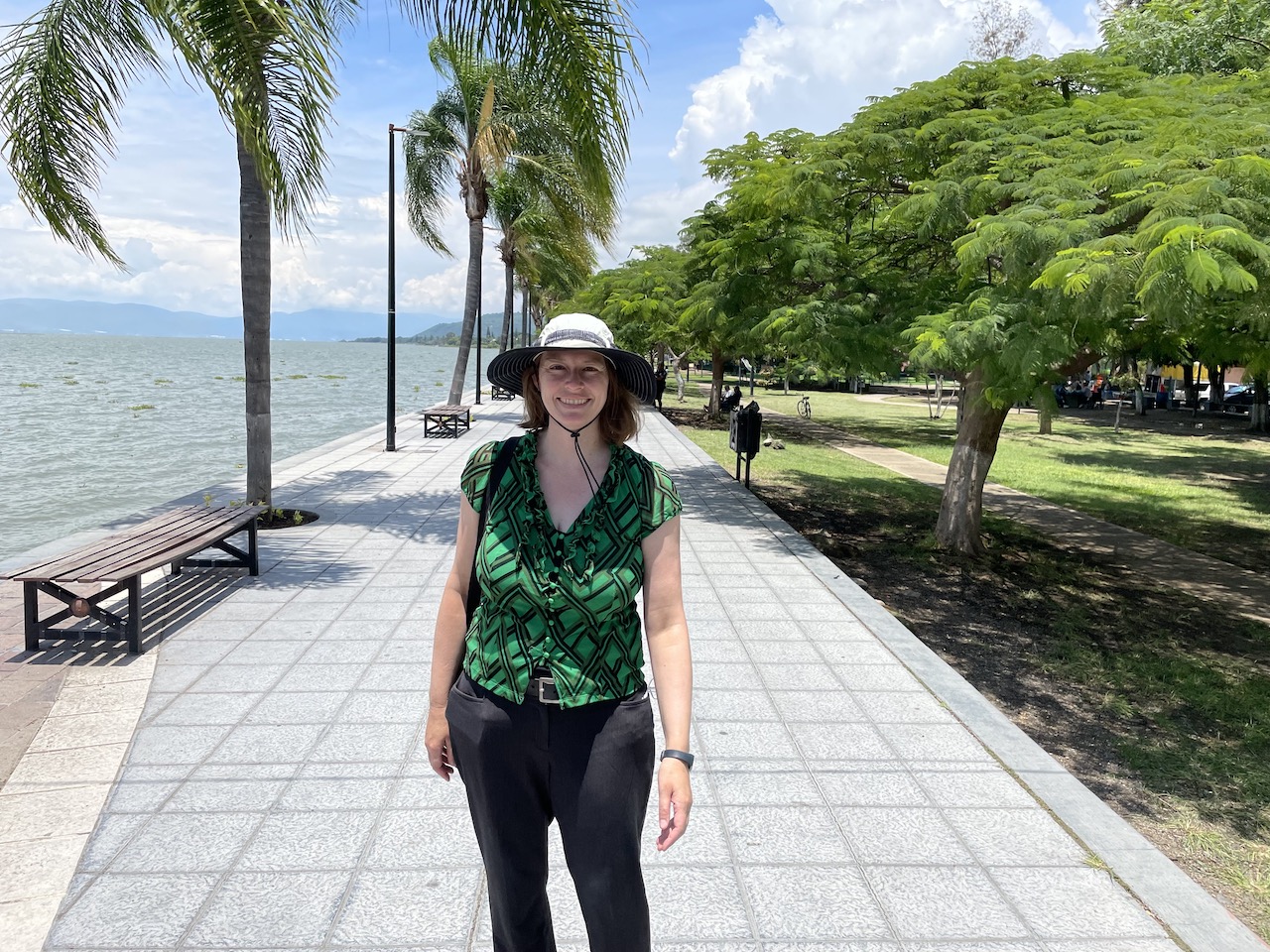 Walking along Lake Chapala in Mexico.