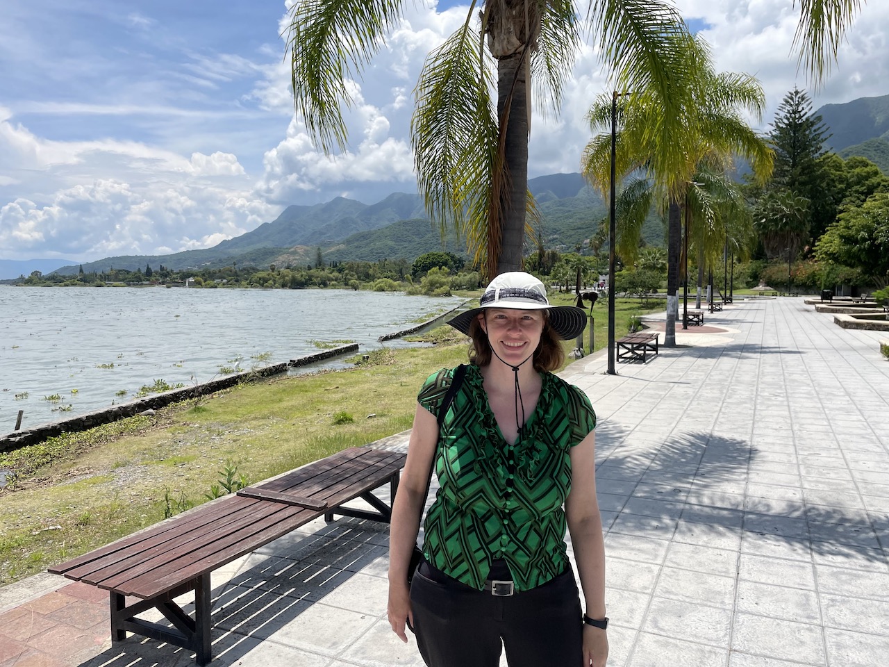Walking along water in Ajijic, Mexico.