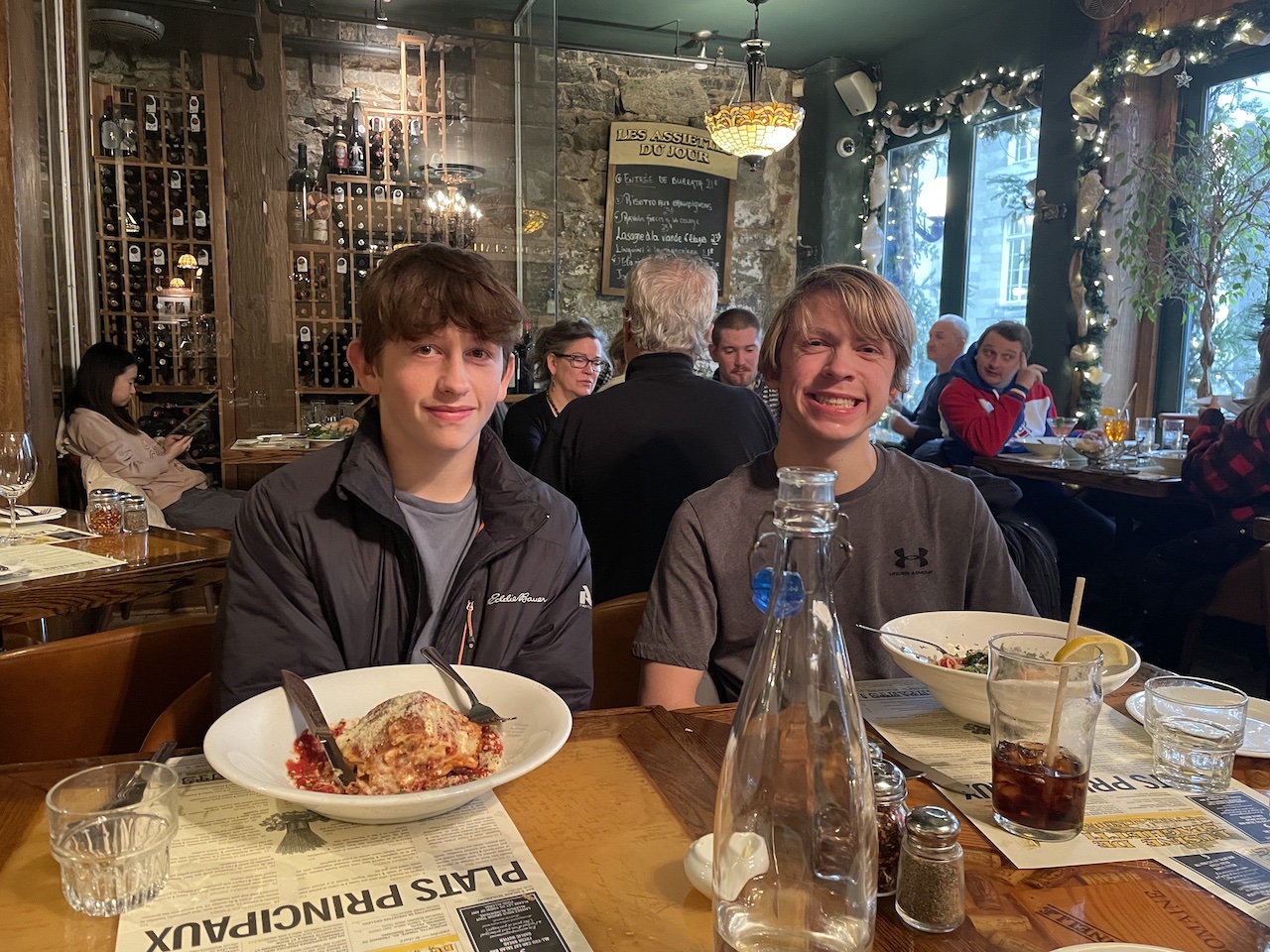 Lunch at L'Usine de Spaghetti in Montreal, Canada.