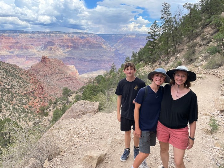Hiking Bright Angel Trail in Grand Canyon National Park in Arizona