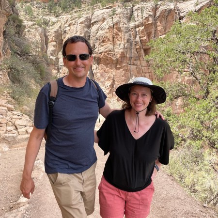 Hiking Bright Angel Trail in Grand Canyon National Park in Arizona