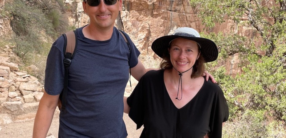 Hiking Bright Angel Trail in Grand Canyon National Park in Arizona