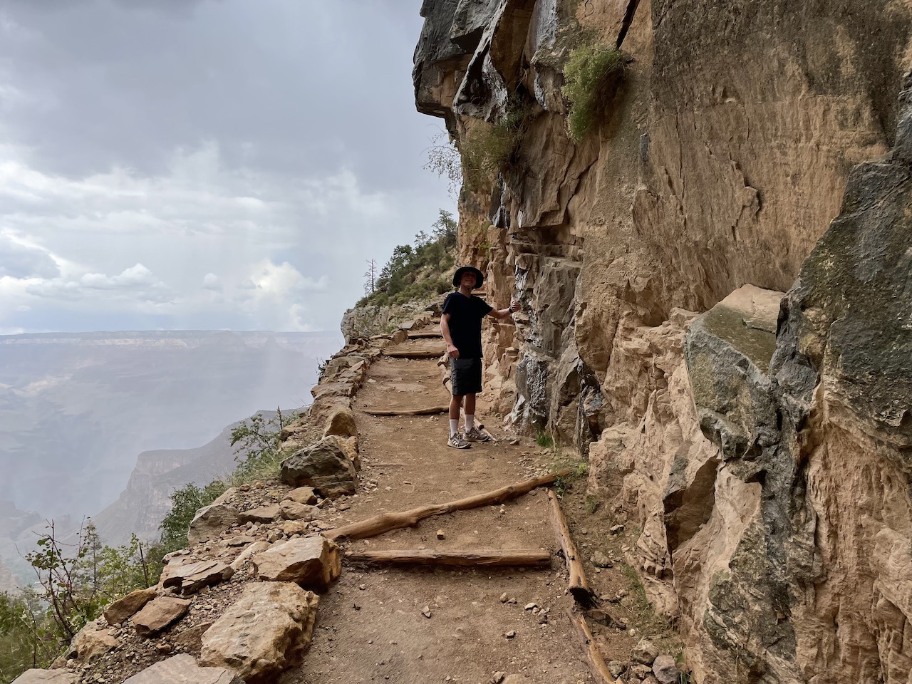 Hiking Bright Angel Trail in Grand Canyon National Park in Arizona